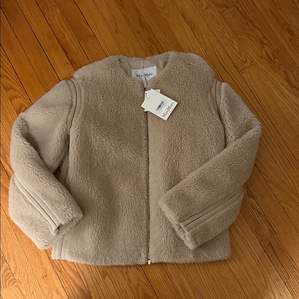 Nwt Max Mara Panna Seamed Teddy Jacket Sz 8 Us